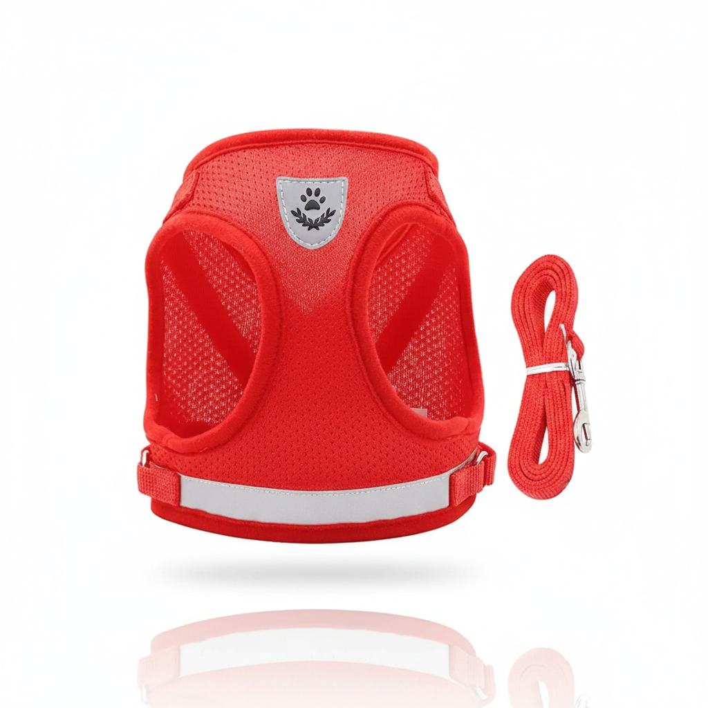 Reflective Breathable Mesh Harness & Leash Set – Escape-Proof Vest for Cats & Small Dogs