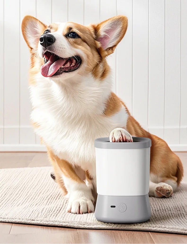 Nettoyeur de Pattes Électrique Automatique – Lave-Pieds Rotatif 360° pour Chien et Chat