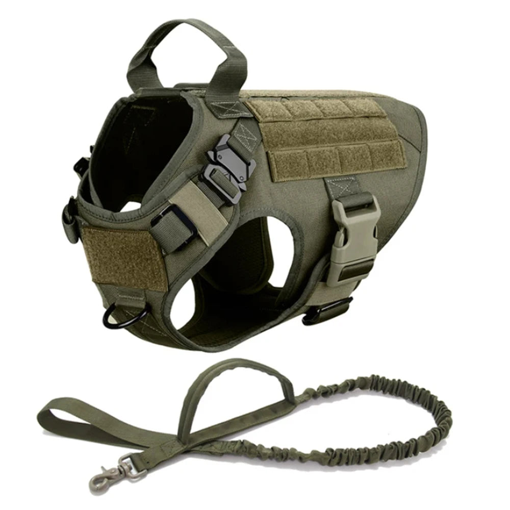 Tactical K9 Dog Harness Set – Heavy Duty Military Molle Vest (1050D Nylon)