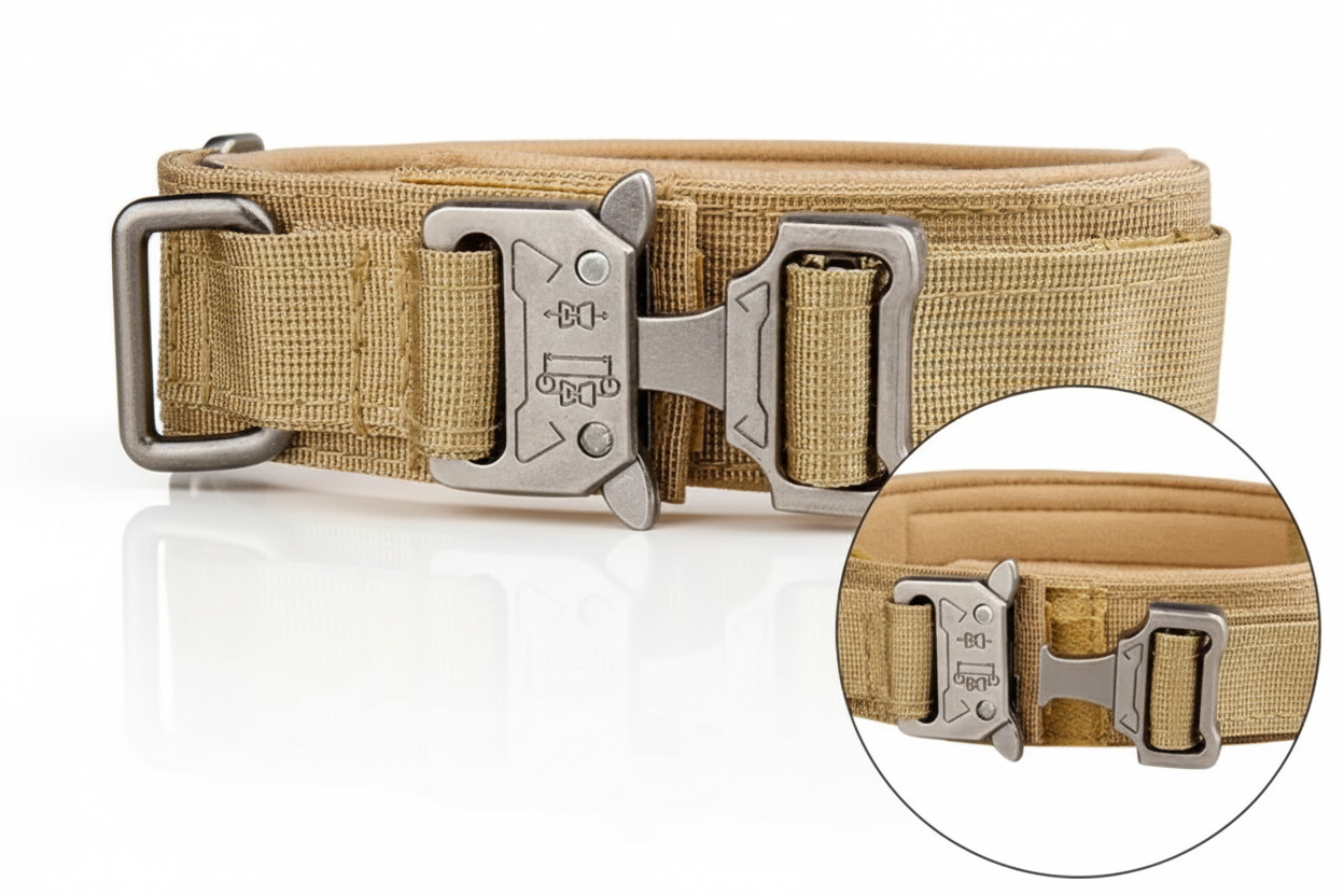 Tactical Dog Collar with Handle – Heavy Duty Military K9 Gear (Metal Buckle)