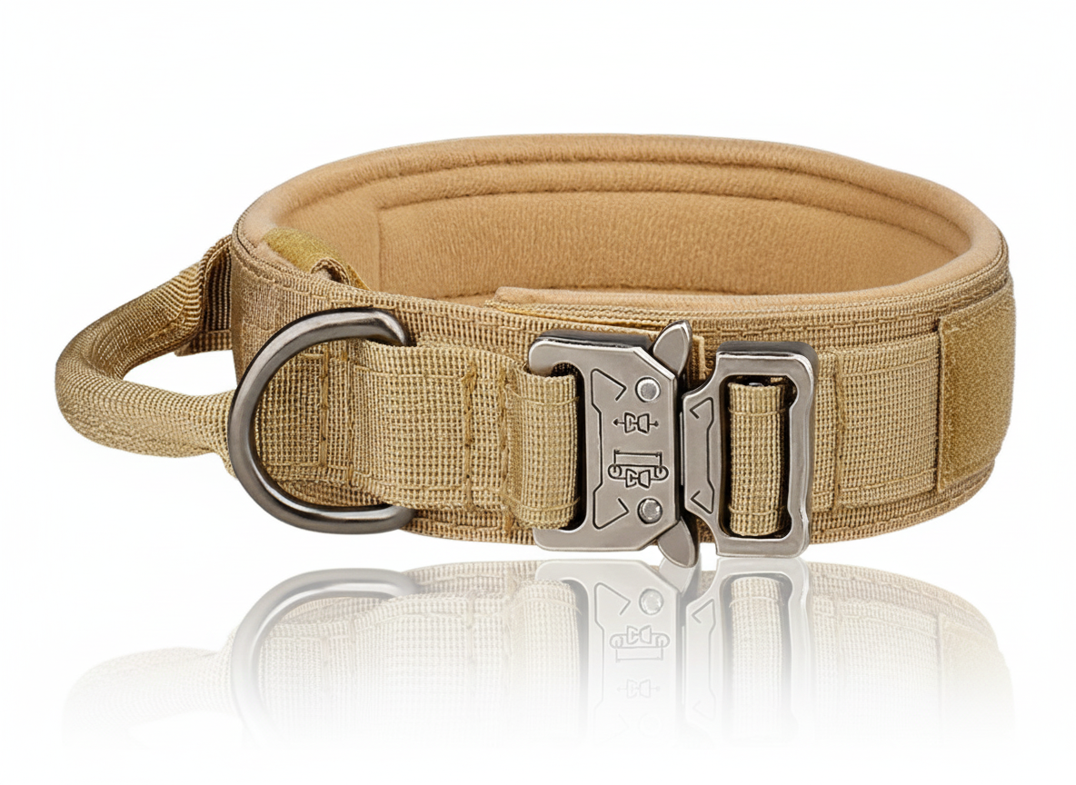 Tactical Dog Collar with Handle – Heavy Duty Military K9 Gear (Metal Buckle)