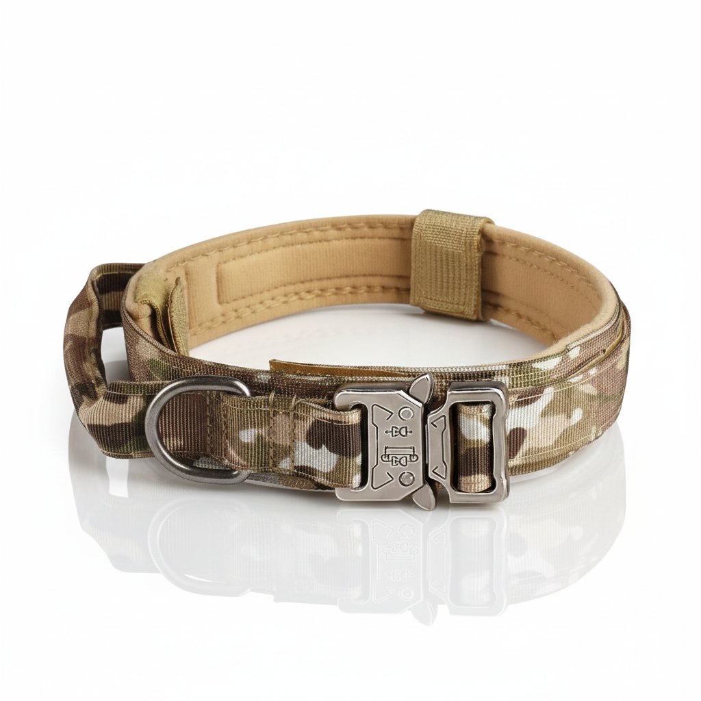 Tactical Dog Collar with Handle – Heavy Duty Military K9 Gear (Metal Buckle)