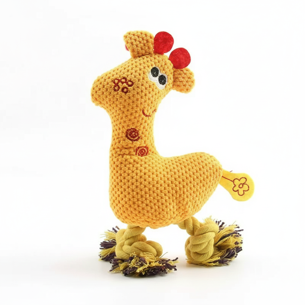 Interaktives Giraffen-Kuscheltier mit Squeaker – Robustes Fleece für Welpen & kleine Hunde