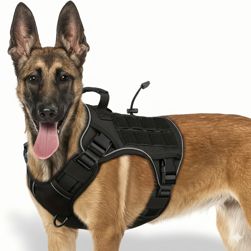 Tactical Dog Harness with Handle – No-Pull K9 Service Vest (Hook & Loop Panels)