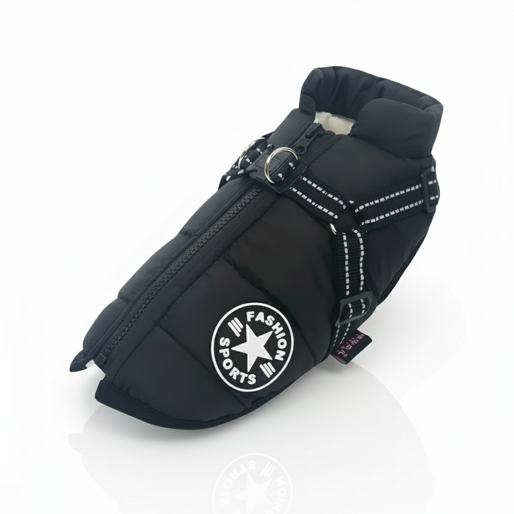 Waterproof Winter Dog Jacket with Integrated Harness – Warm Padded 2-in-1 Coat