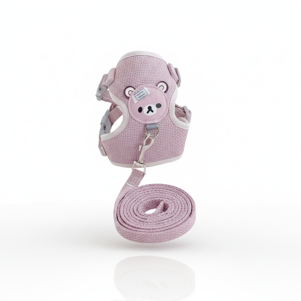 Conjunto Arnés Chaleco y Correa Suave - Diseño "Cartoon" para Perros Pequeños y Gatos