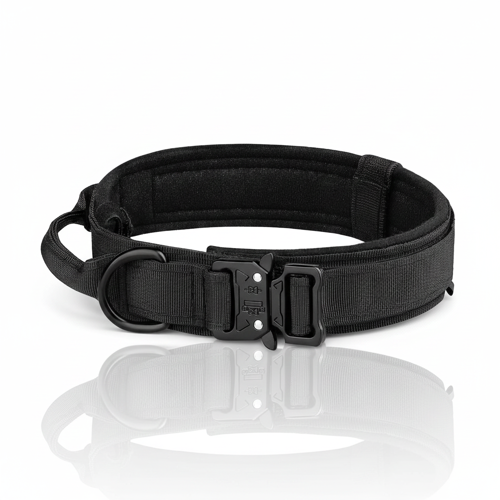 Tactical Dog Collar with Handle – Heavy Duty Military K9 Gear (Metal Buckle)