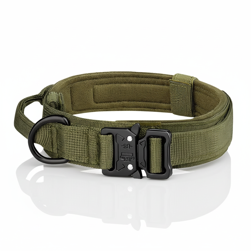 Tactical Dog Collar with Handle – Heavy Duty Military K9 Gear (Metal Buckle)