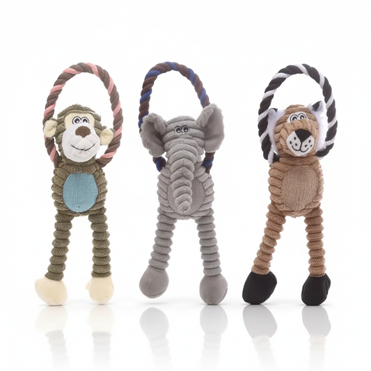 Jungle Ring" Interaktives Plüsch- & Zerrspielzeug – Mit robustem Tau & Squeaker