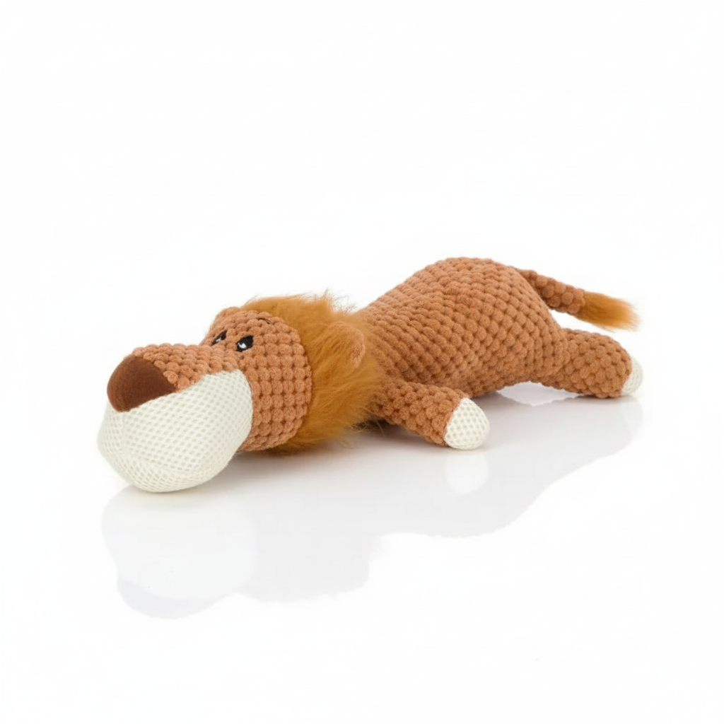 Peluche Sonore Vintage pour Chien – Jouet Interactif Lion, Éléphant & Loup