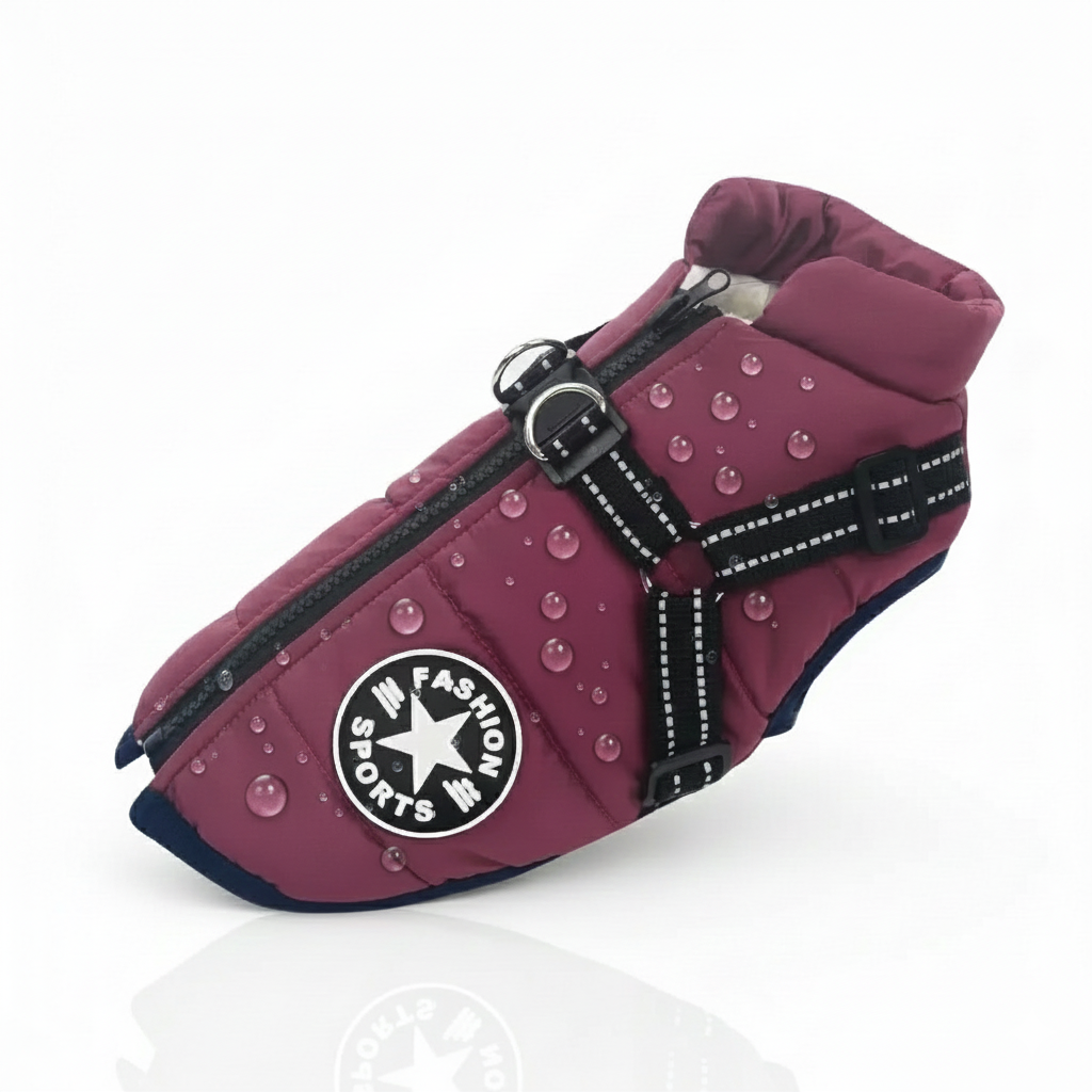 Waterproof Winter Dog Jacket with Integrated Harness – Warm Padded 2-in-1 Coat