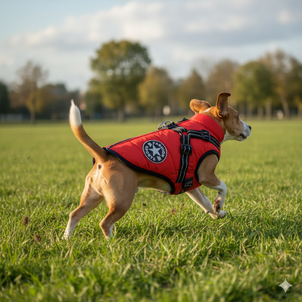 Waterproof Winter Dog Jacket with Integrated Harness – Warm Padded 2-in-1 Coat