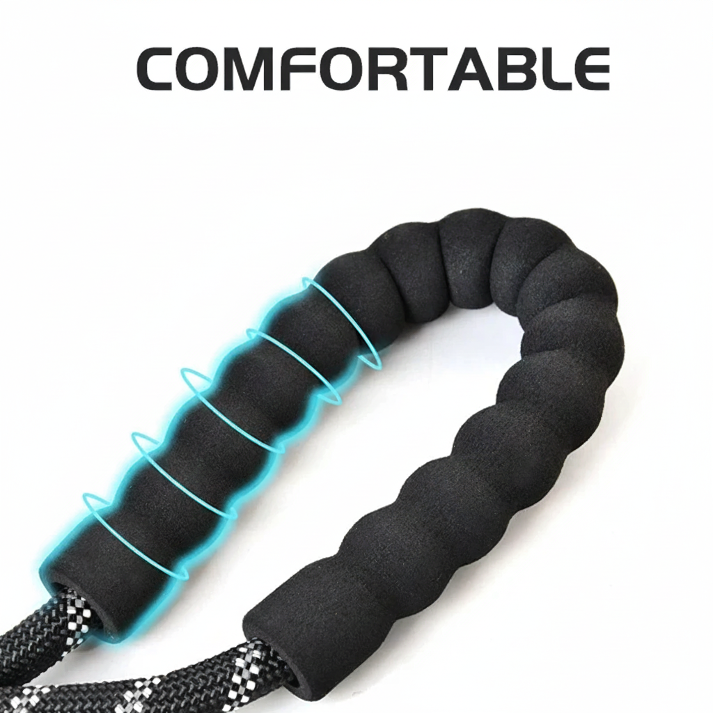Laisse Chien Robuste avec Poignée Rembourrée – Corde de Traction Réfléchissante Haute Résistance (1.5m / 2m / 3m)