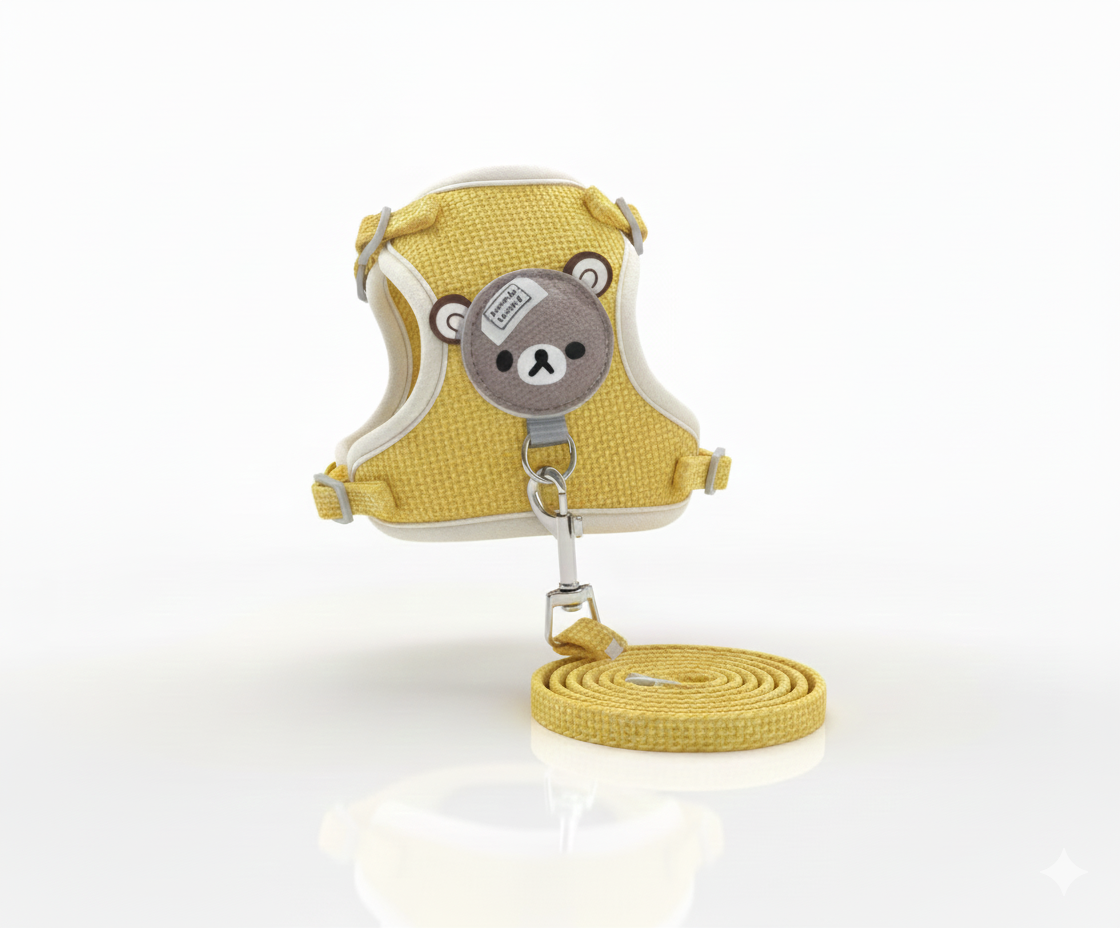 Conjunto Arnés Chaleco y Correa Suave - Diseño "Cartoon" para Perros Pequeños y Gatos