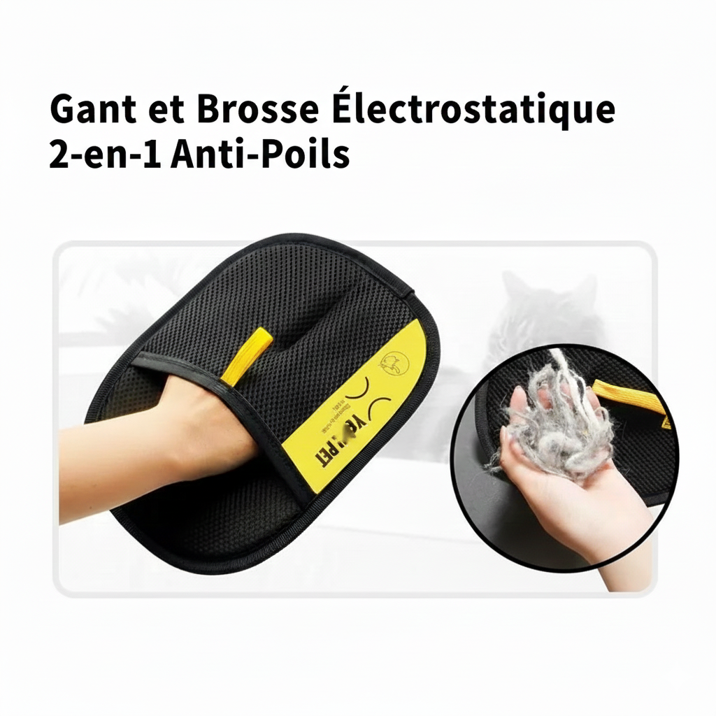 2-in-1 Electrostatic Pet Hair Remover Brush – Furniture & Clothes Fur Magnet