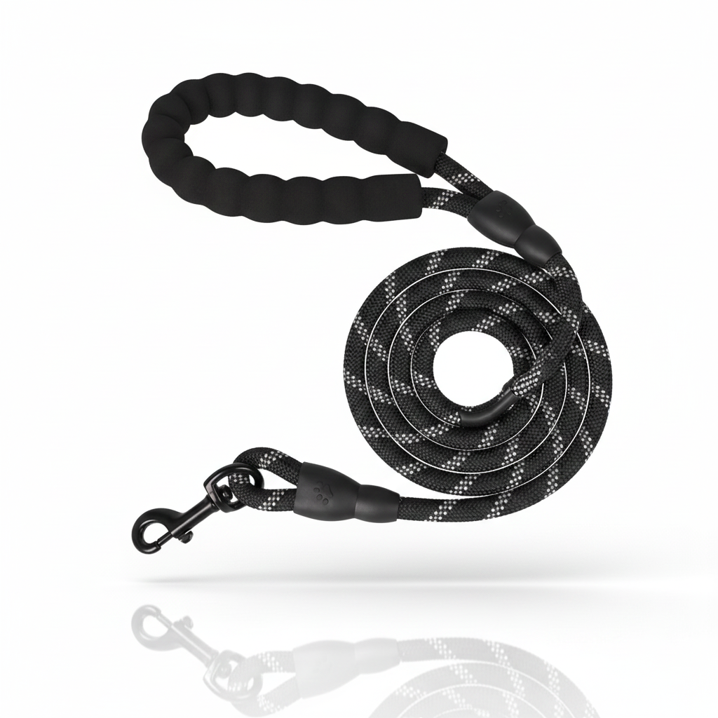 Laisse Chien Robuste avec Poignée Rembourrée – Corde de Traction Réfléchissante Haute Résistance (1.5m / 2m / 3m)