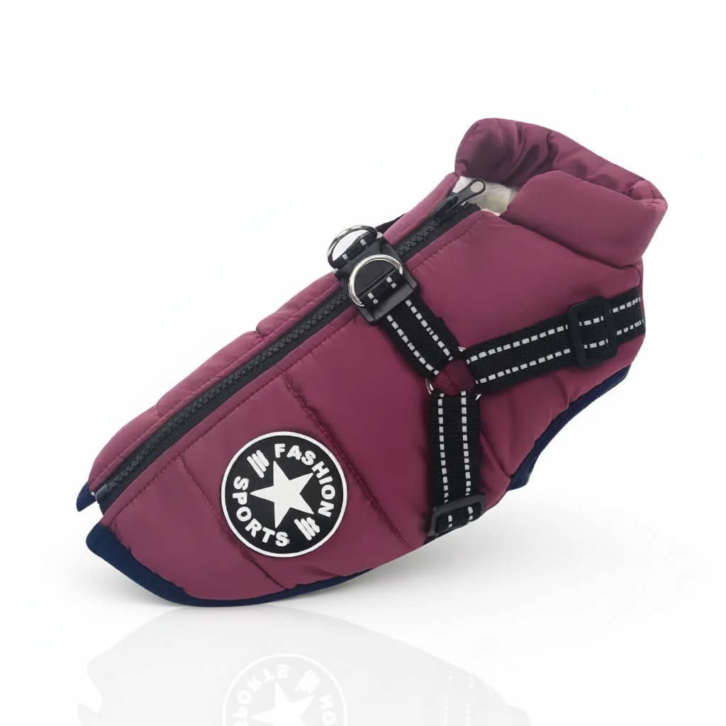 Waterproof Winter Dog Jacket with Integrated Harness – Warm Padded 2-in-1 Coat