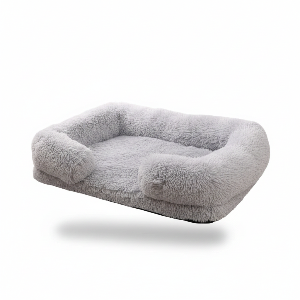 Orthopedic Plush Dog Sofa Bed – Waterproof & Removable Cover