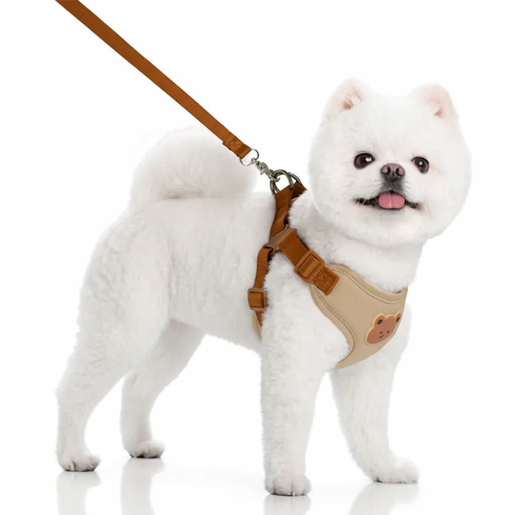 Conjunto Arnés y Correa "Little Bear" - Diseño Osito (Color Chocolate)