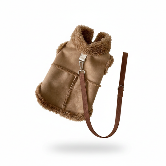 Manteau de Luxe en Fourrure pour Chien et Chat – Ensemble Chic avec Laisse Assortie