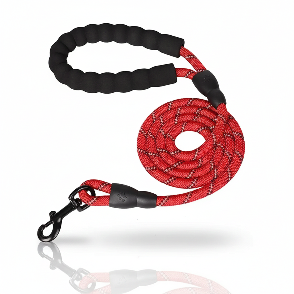 Laisse Chien Robuste avec Poignée Rembourrée – Corde de Traction Réfléchissante Haute Résistance (1.5m / 2m / 3m)