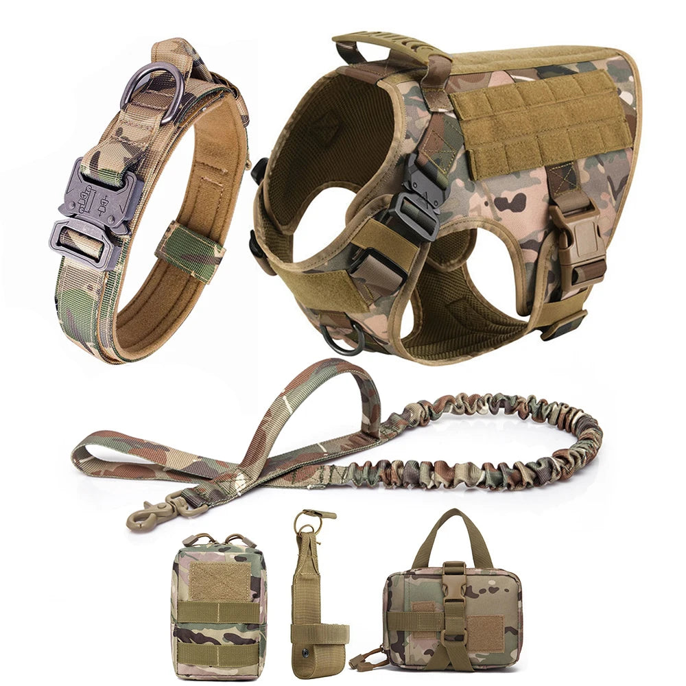 Tactical K9 Dog Harness Set – Heavy Duty Military Molle Vest (1050D Nylon)