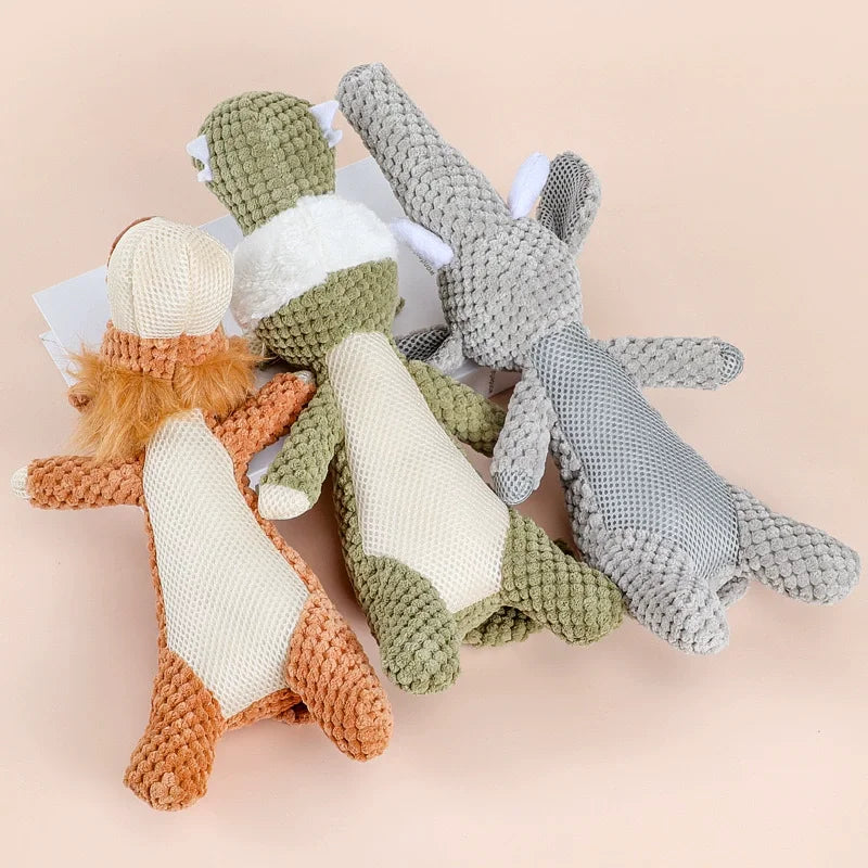 Peluche Sonore Vintage pour Chien – Jouet Interactif Lion, Éléphant & Loup