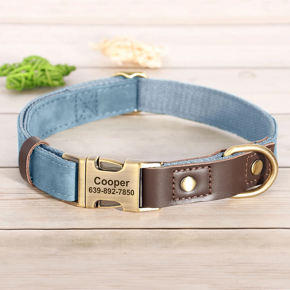 Custom Engraved PU Leather Dog Collar – Personalized Nameplate & Durable Fit