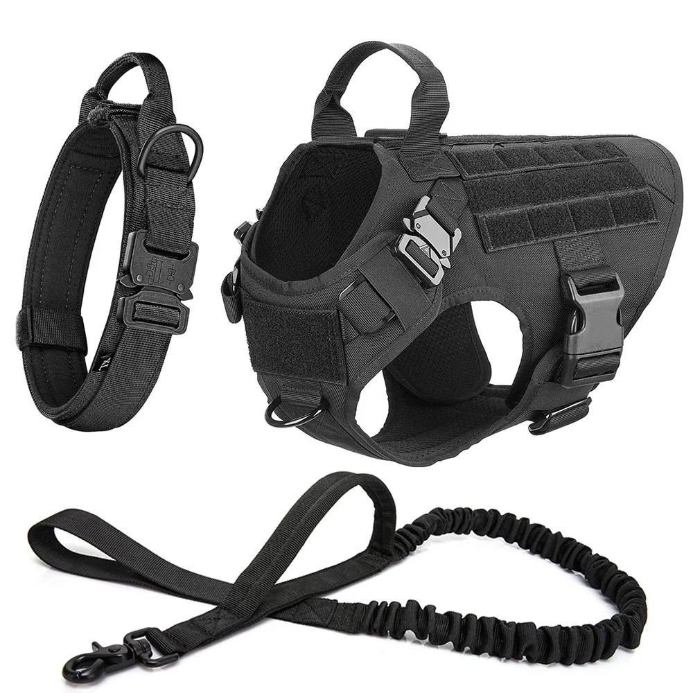 Tactical K9 Dog Harness Set – Heavy Duty Military Molle Vest (1050D Nylon)